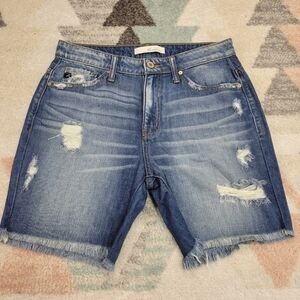 Kancan Distressed Longline Bermuda Jean Shorts Size Small